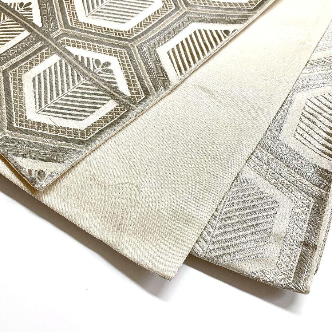 2238# Japanese Vintage Fukuro Obi Belt Kimono Fabric Silk Traditional Silver