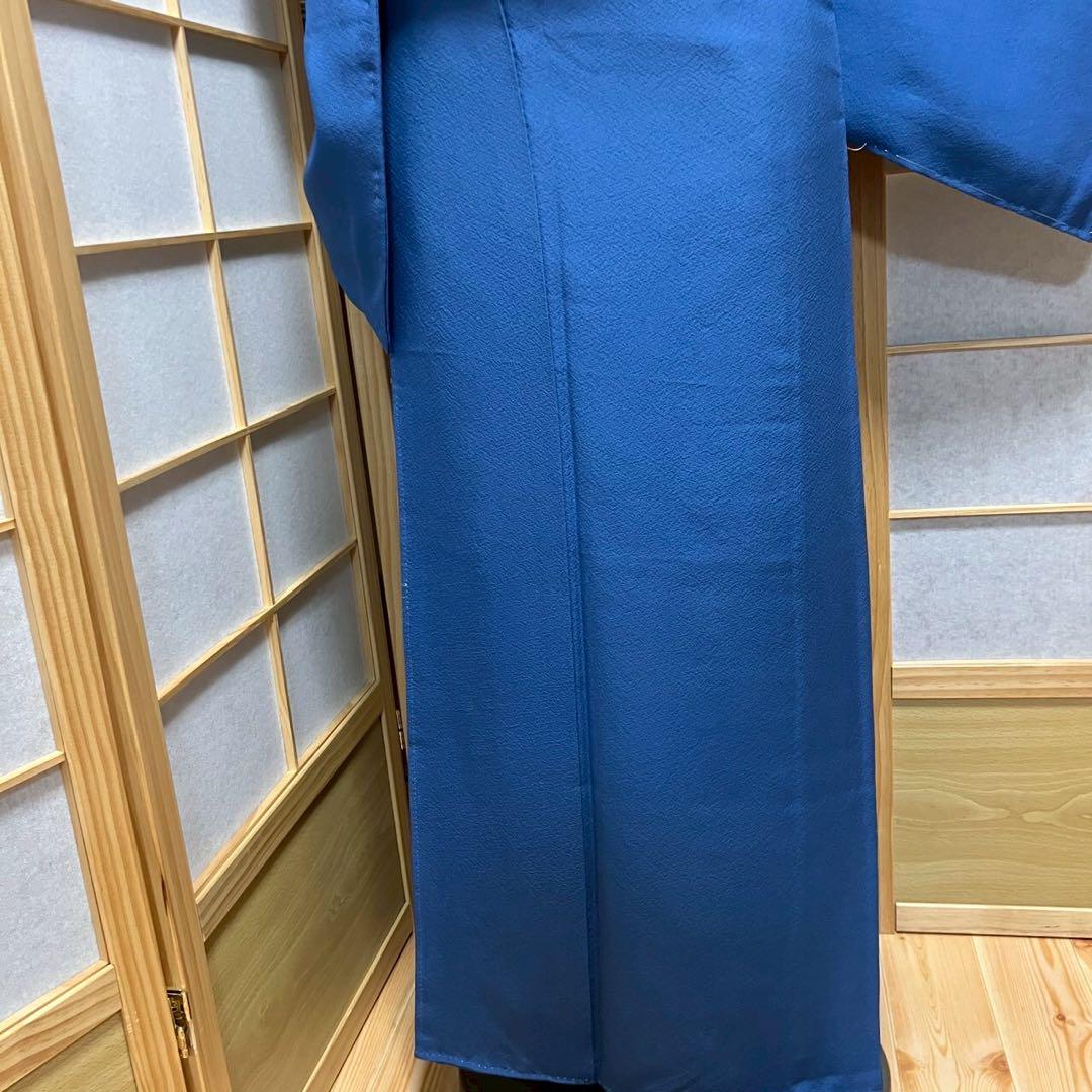 5796# Japanese Kimono Vintage Womens Silk Fabric Robe Kimono only sold Blue
