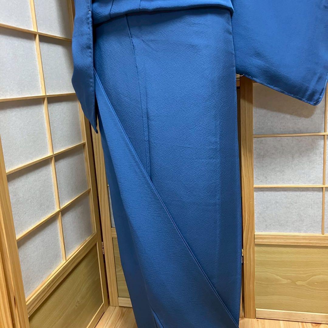 5796# Japanese Kimono Vintage Womens Silk Fabric Robe Kimono only sold Blue