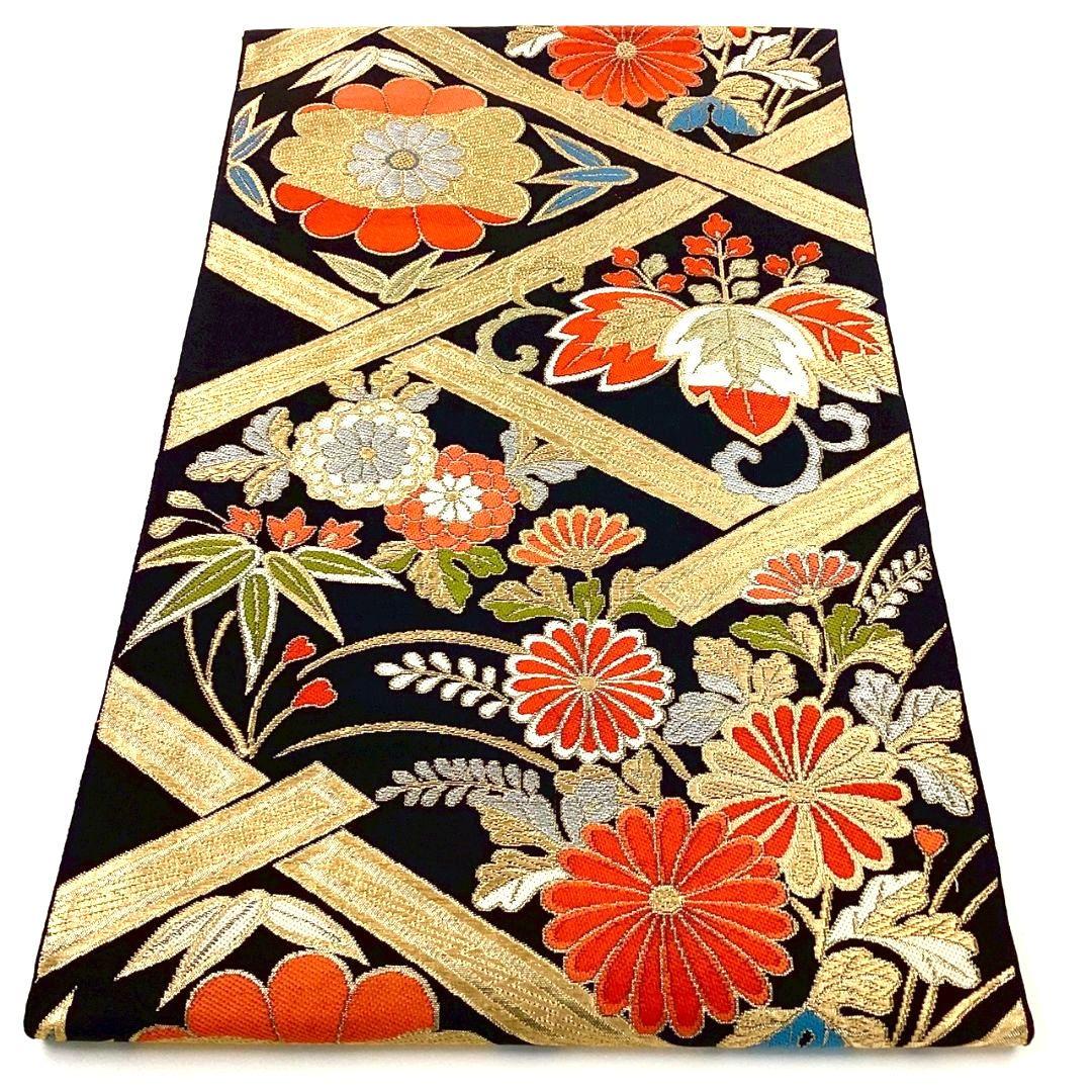 4945# Japanese Vintage Fukuro Obi Belt Kimono Fabric Silk Traditional Untailored
