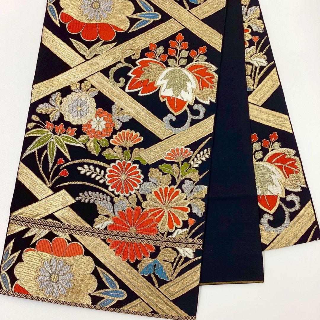 4945# Japanese Vintage Fukuro Obi Belt Kimono Fabric Silk Traditional Untailored