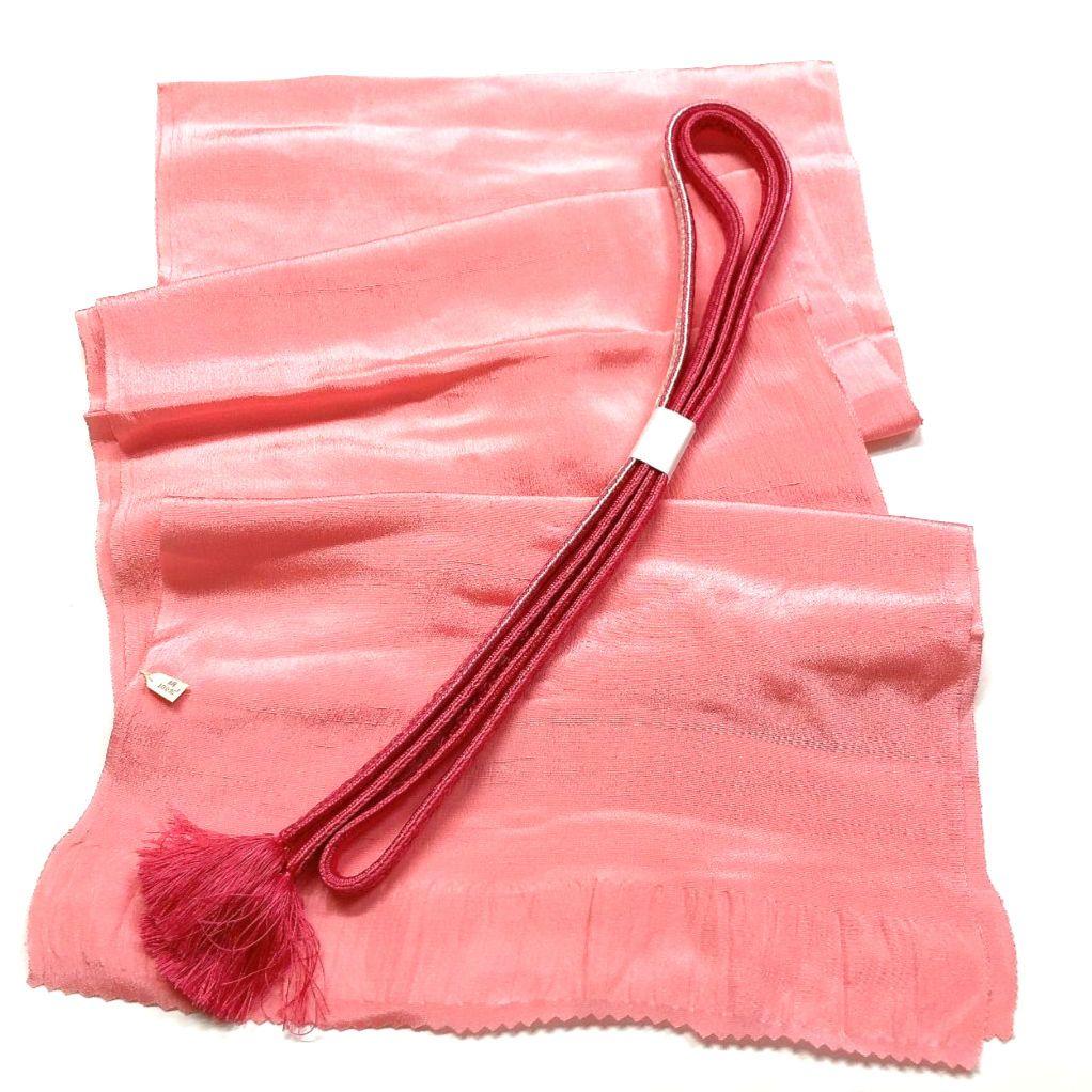 4581# Japanese Kimono Accessory Vintage Obiage and Obijime 2-piece Set Silk