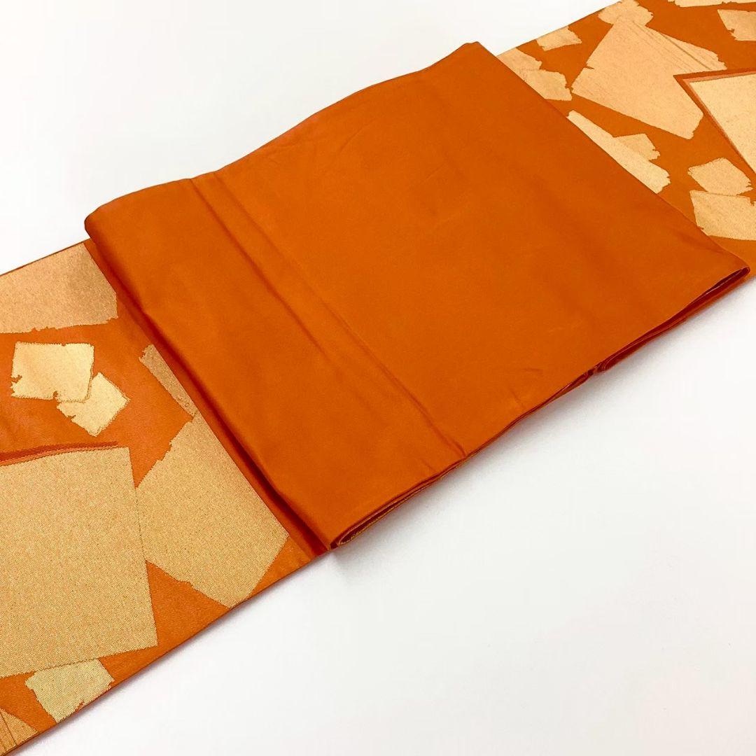 4741# Japanese Vintage Fukuro Obi Belt Kimono Fabric Silk Traditional Orange