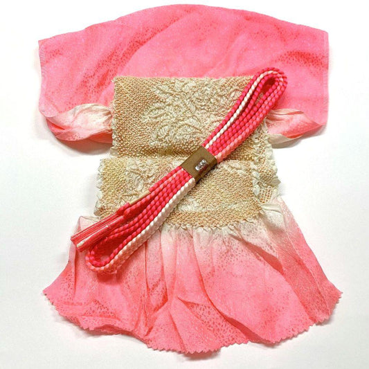 3849# Japanese Kimono Accessory Obiage and Obijime 2-piece Set Silk Shibori