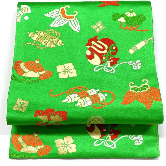 3269# Japanese Vintage Fukuro Obi Belt Kimono Fabric Silk Traditional Embroidery