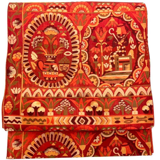 3563# Japanese Vintage Fukuro Obi Belt Kimono Fabric Silk Traditional