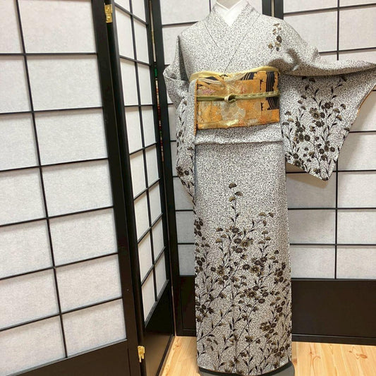 4384# Japanese Kimono Vintage Womens Silk Fabric Robe Kimono only sold
