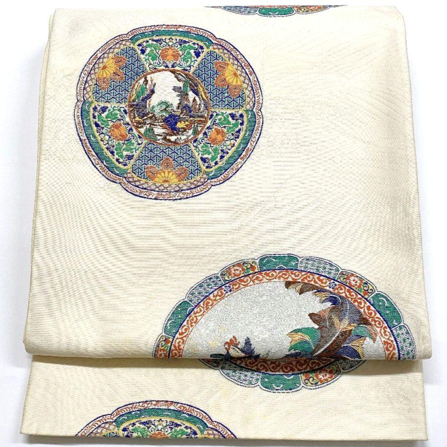 4074# Japanese Vintage Fukuro Obi Belt Kimono Fabric Silk Traditional