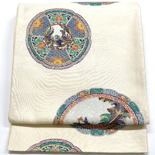 4074# Japanese Vintage Fukuro Obi Belt Kimono Fabric Silk Traditional