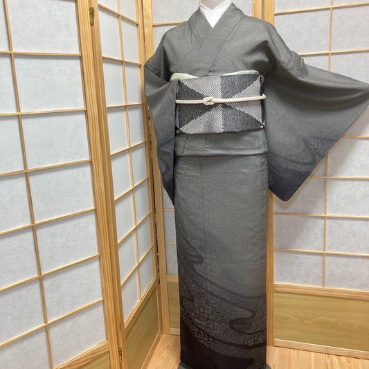 0233# Japanese Kimono only sold Vintage Womens Silk Fabric Robe Unlined kimono