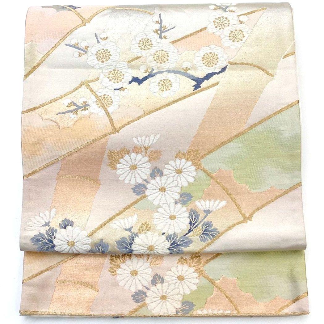 4258# Japanese Vintage Fukuro Obi Belt Kimono Fabric Silk Traditional Embroidery
