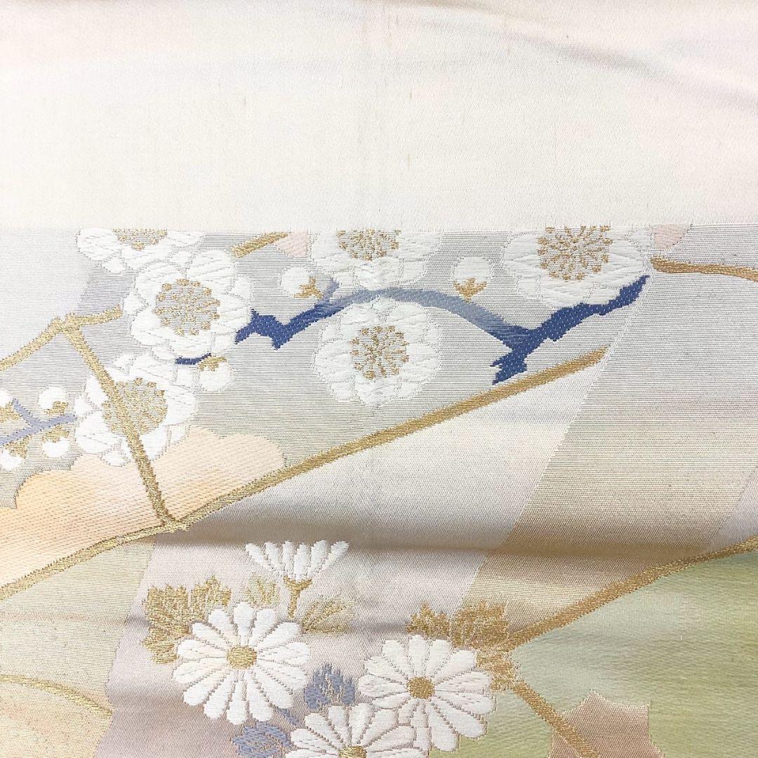 4258# Japanese Vintage Fukuro Obi Belt Kimono Fabric Silk Traditional Embroidery