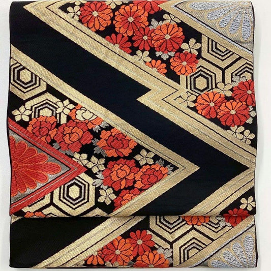 4969# Japanese Vintage Fukuro Obi Belt Kimono Fabric Silk Traditional Untailored