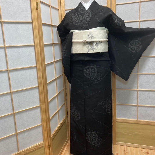 2267# Japanese Kimono Vintage Womens Silk Pongee Fabric Robe Kimono only sold
