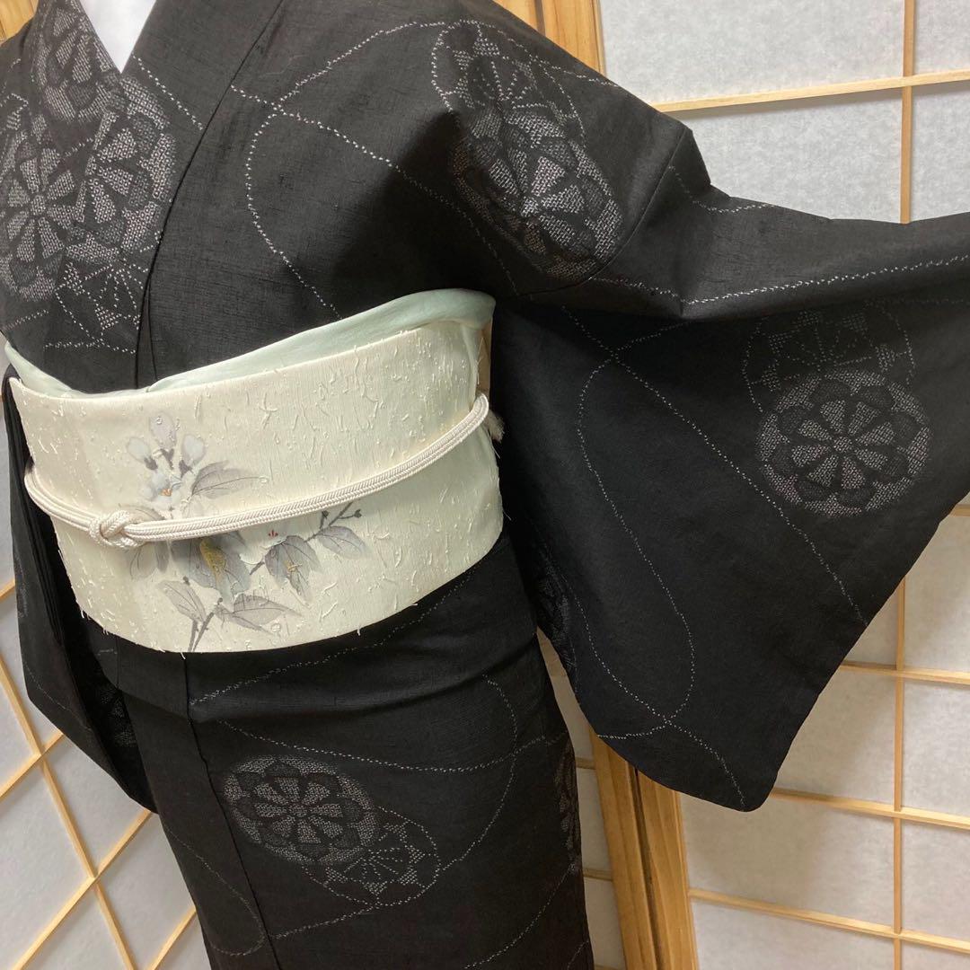 2267# Japanese Kimono Vintage Womens Silk Pongee Fabric Robe Kimono only sold