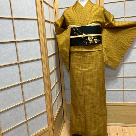 4376# Japanese Kimono Vintage Womens Silk Pongee Fabric Robe Kimono only sold