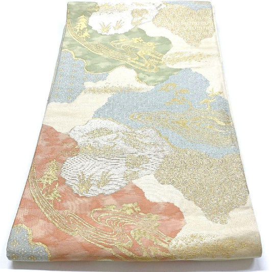 4529# Japanese Vintage Fukuro Obi Belt Kimono Fabric Silk Traditional