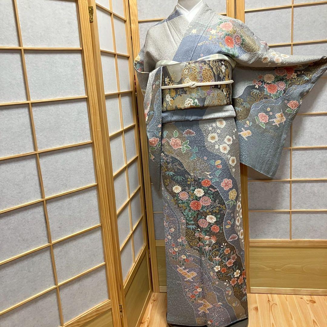 8093# Japanese Kimono Vintage Womens Silk Fabric Robe Kimono only sold