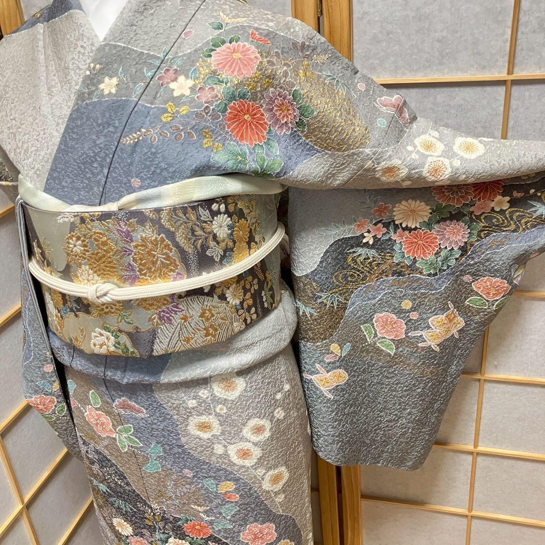 8093# Japanese Kimono Vintage Womens Silk Fabric Robe Kimono only sold