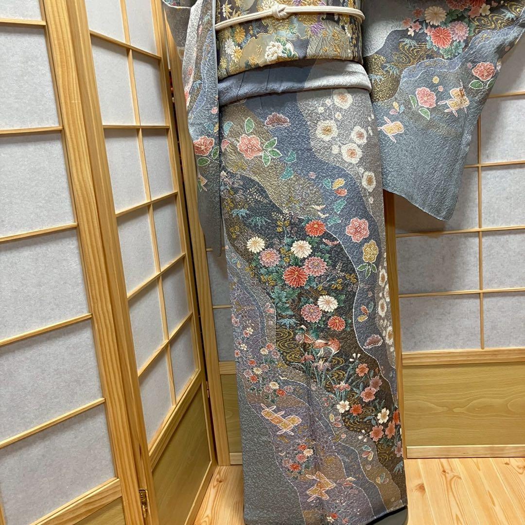 8093# Japanese Kimono Vintage Womens Silk Fabric Robe Kimono only sold