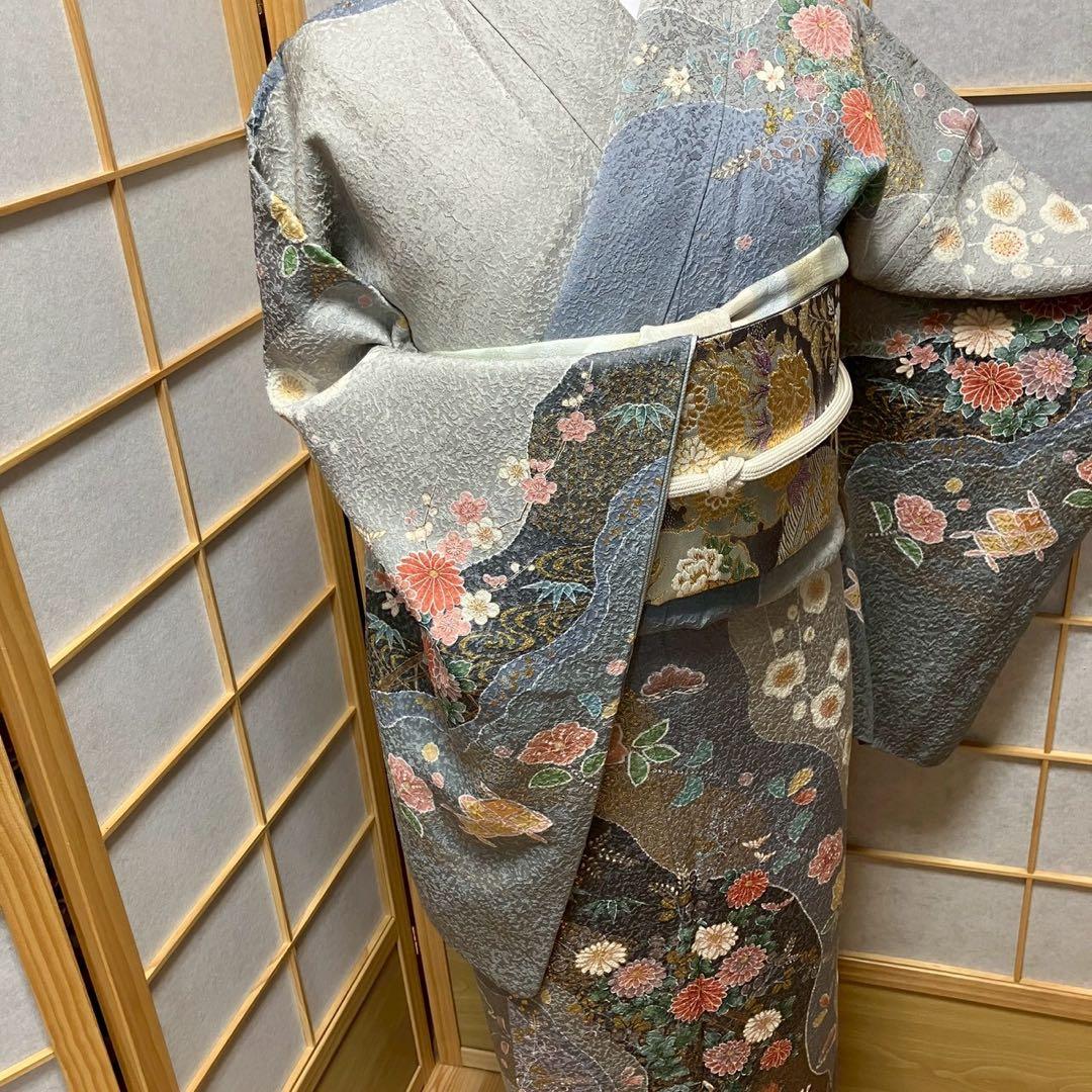 8093# Japanese Kimono Vintage Womens Silk Fabric Robe Kimono only sold
