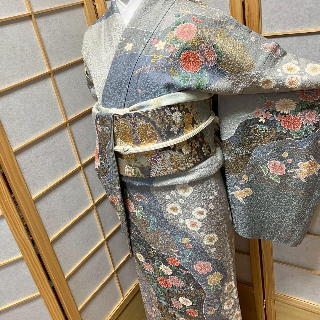 8093# Japanese Kimono Vintage Womens Silk Fabric Robe Kimono only sold