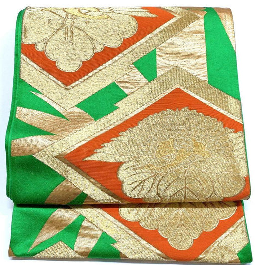 4133# Japanese Vintage Fukuro Obi Belt Kimono Fabric Silk Traditional Untailored