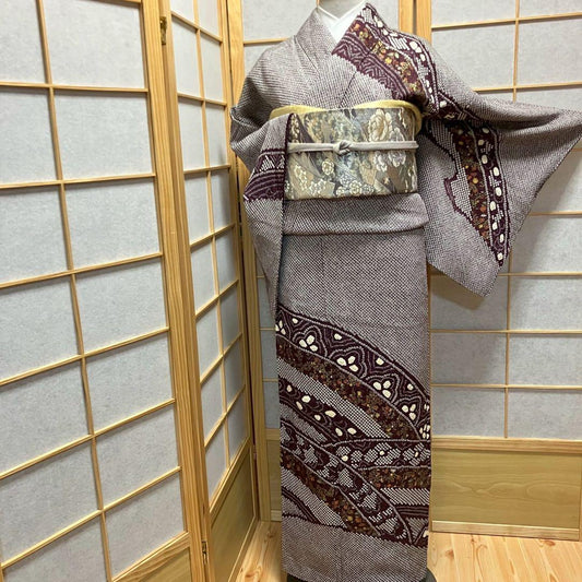 4359# Japanese Kimono Vintage Womens Silk Fabric Robe Kimono only sold Shibori