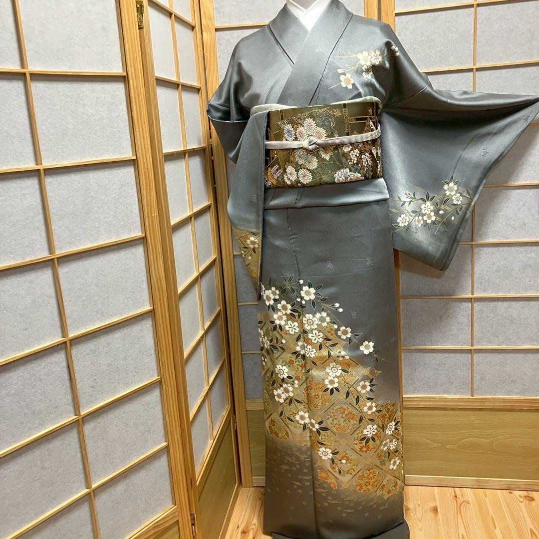 8082# Japanese Kimono Vintage Womens Silk Fabric Robe Kimono only sold