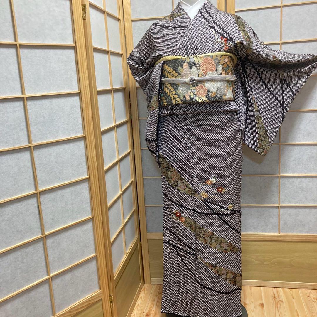 3920# Japanese Kimono Vintage Womens Silk Fabric Robe Kimono only sold Shibori