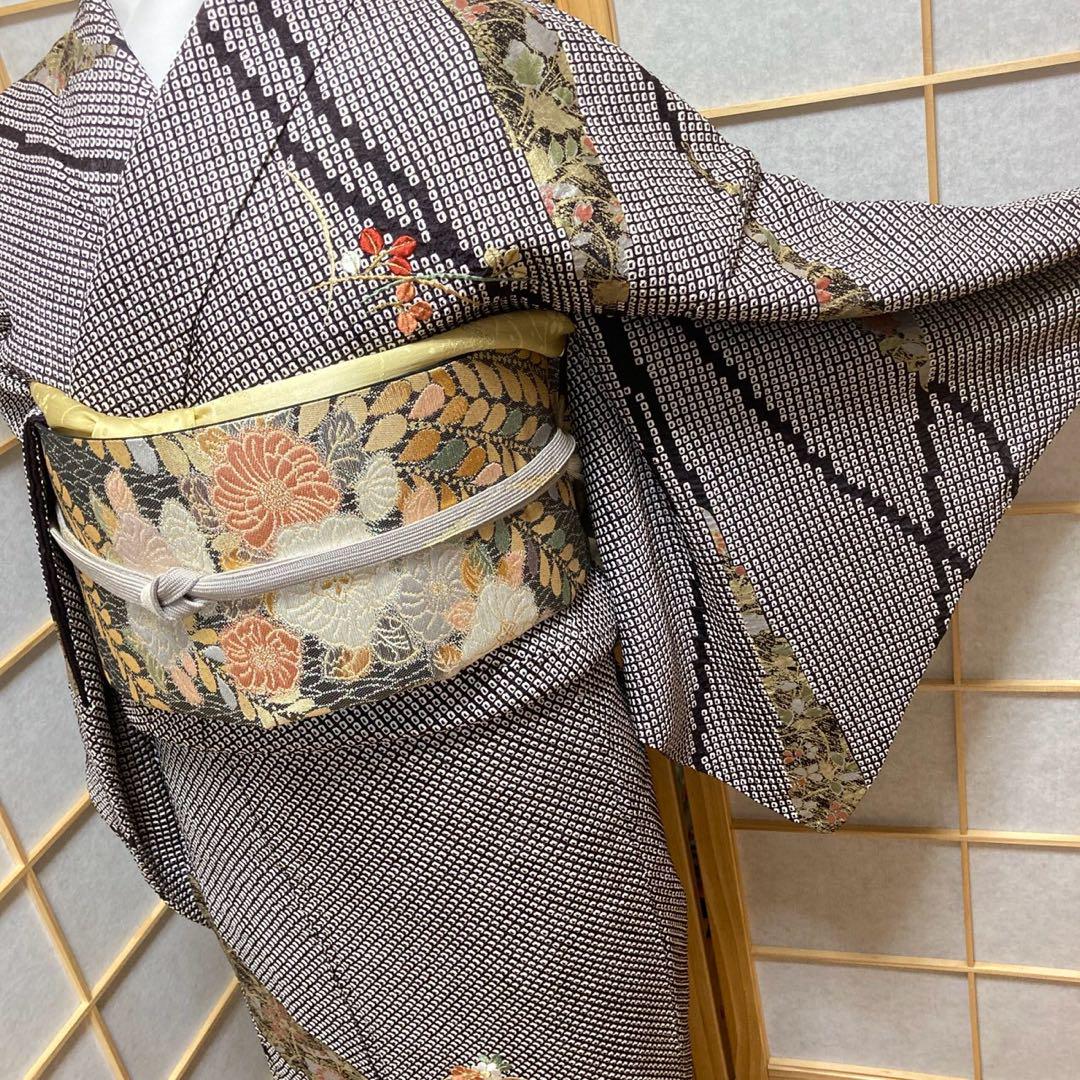 3920# Japanese Kimono Vintage Womens Silk Fabric Robe Kimono only sold Shibori