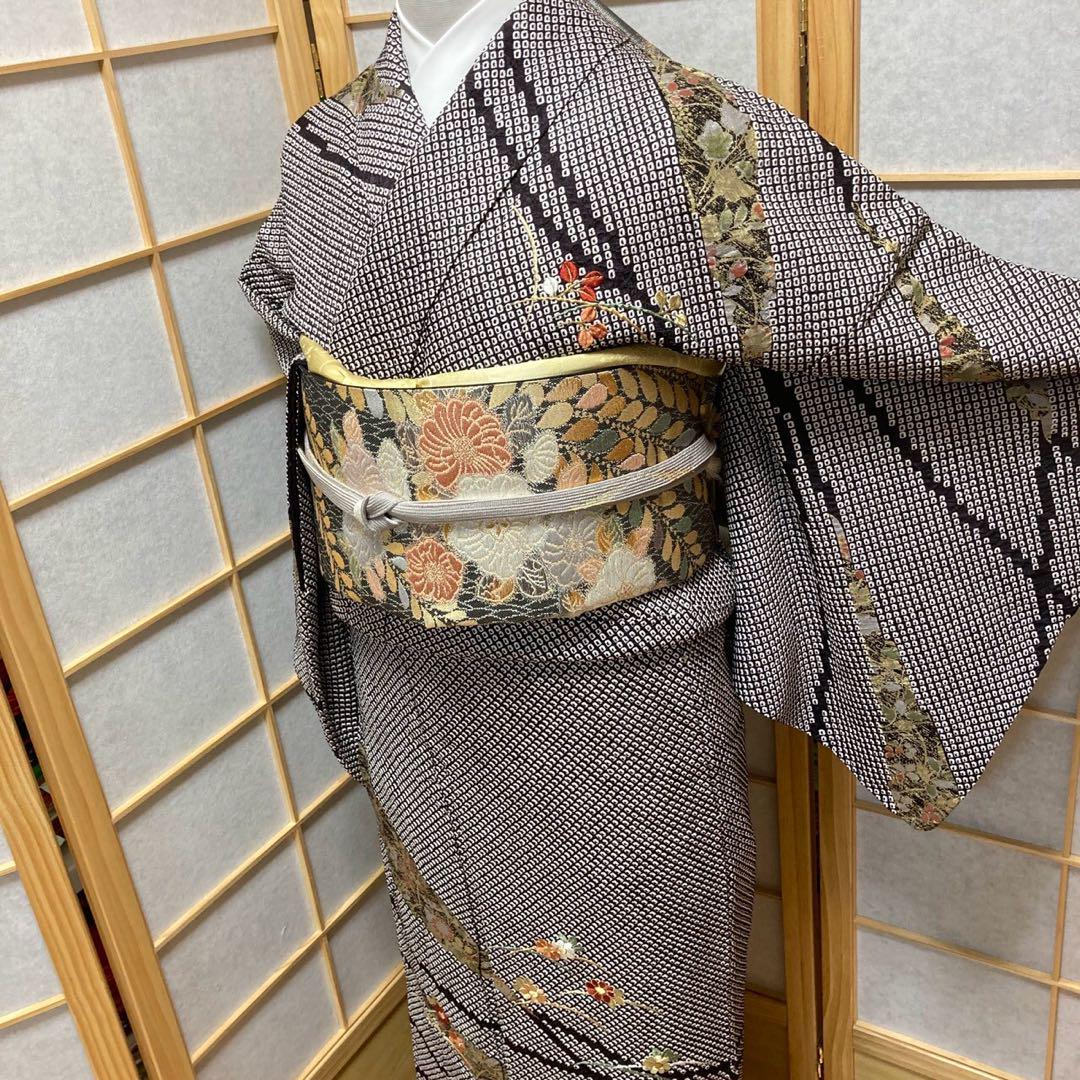 3920# Japanese Kimono Vintage Womens Silk Fabric Robe Kimono only sold Shibori
