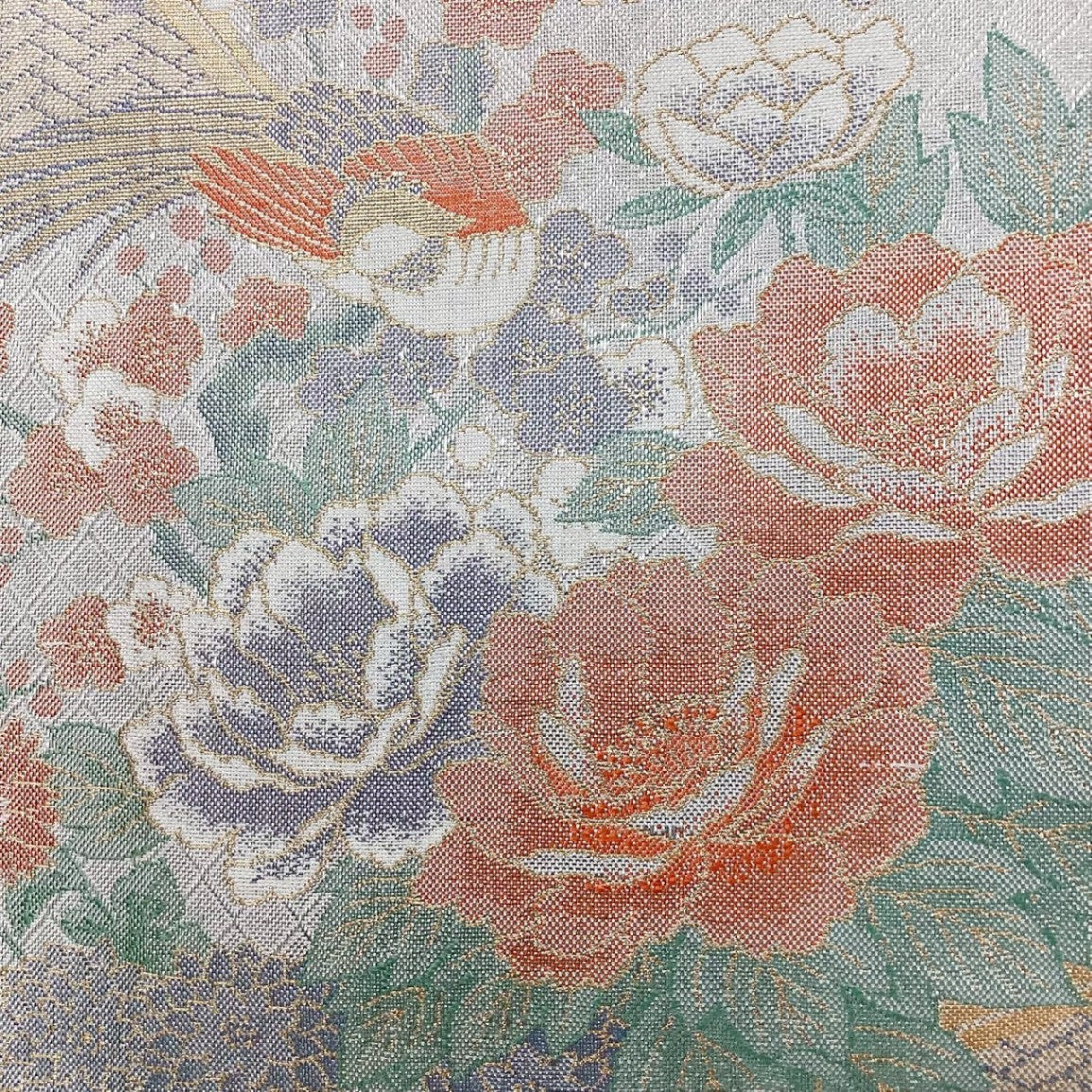 ［8828］袋帯 枝草花文様 金銀彩 六通 正絹 着物 フォーマル