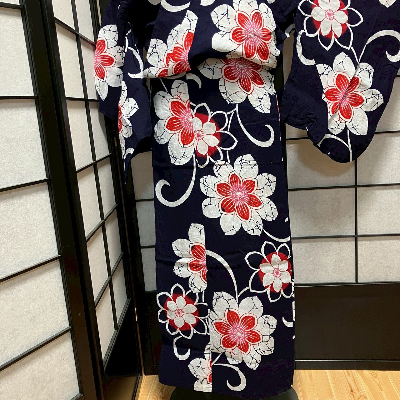 ［8792］浴衣 草花文様 綿 ゆかた レディース リメイク