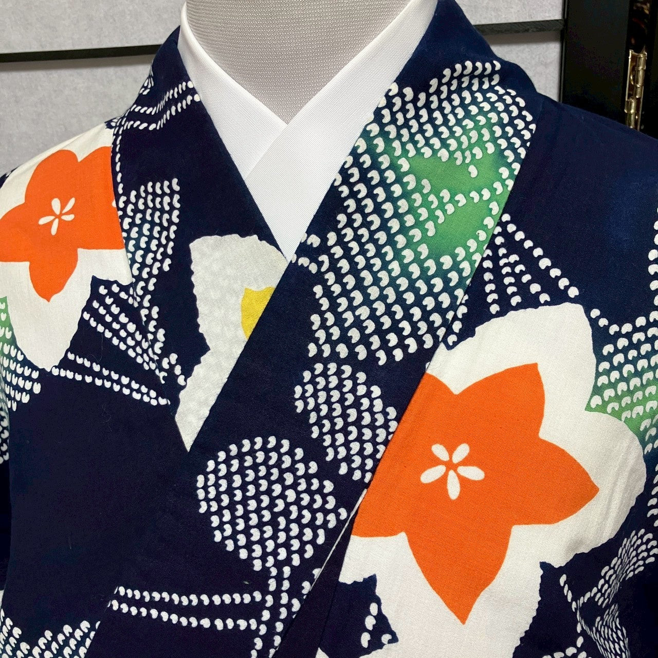 8758# Japanese Yukata Womens Vintage Fabric Cotton Robe Kimono Traditional