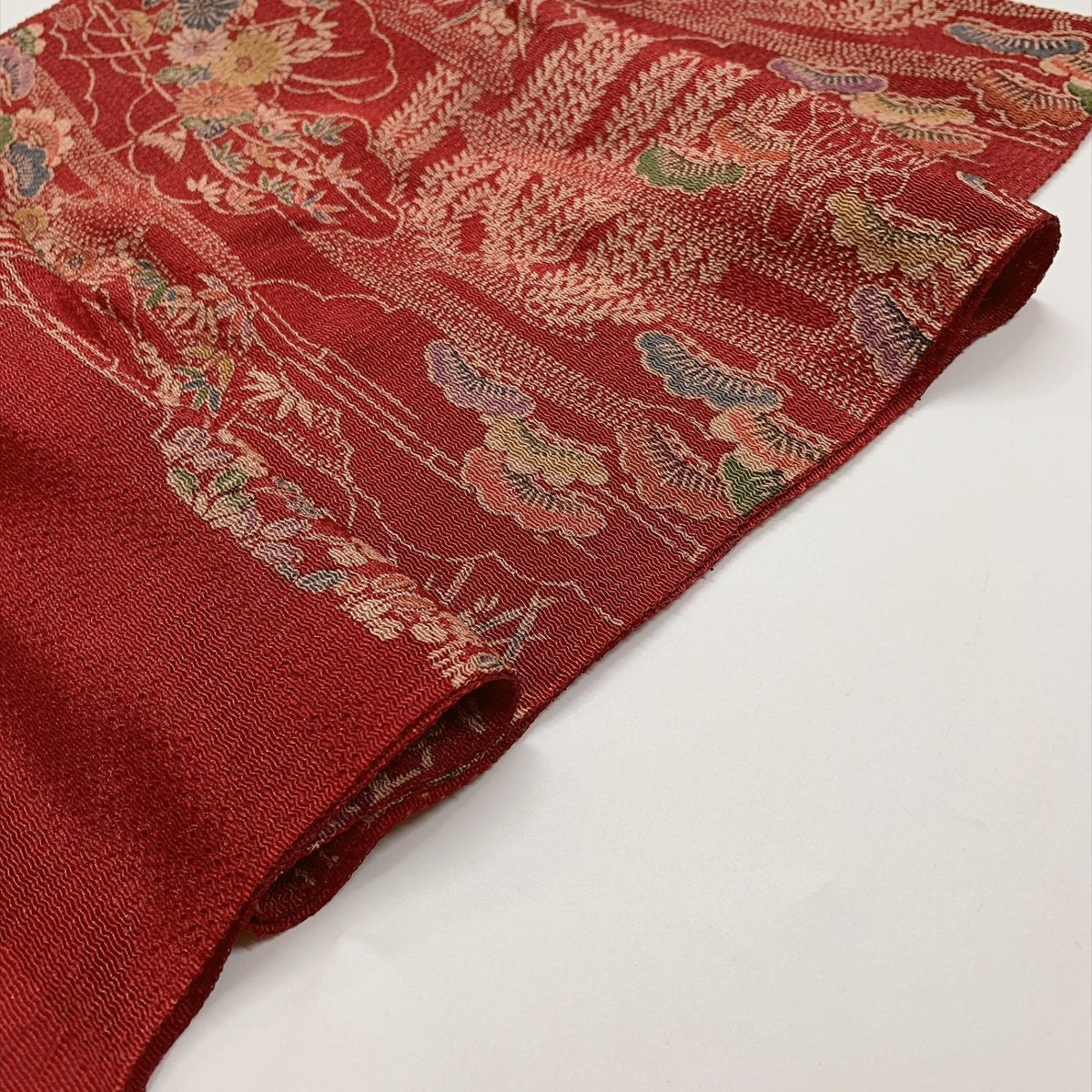 ［9291］帯締め 帯揚げ セット 草花雲取文様 縮緬 正絹 着物 帯絞め