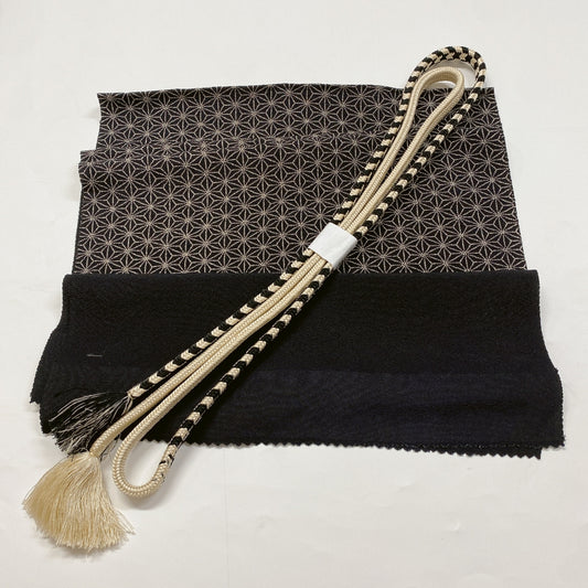 ［8612］帯締め 帯揚げ セット 麻の葉 逸品 縮緬 正絹 着物 帯絞め