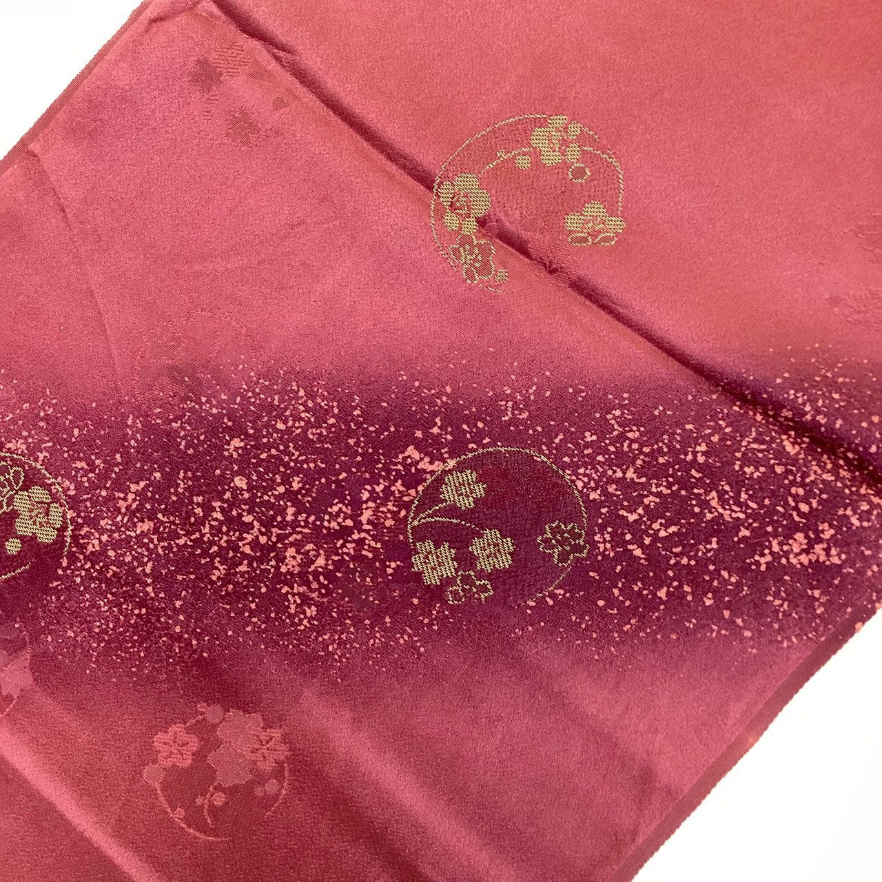 ［8552］帯締め 帯揚げ セット 花丸文様 金彩 正絹 着物 帯絞め