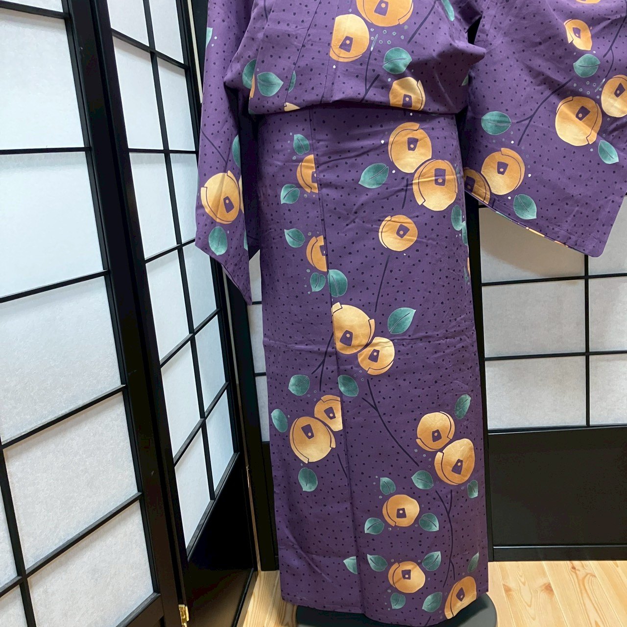 ［9168］浴衣 枝花文様 ゆかた レディース 綿 リメイク
