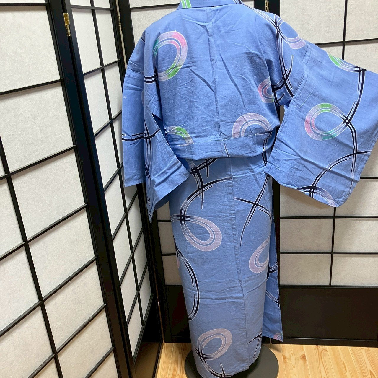 ［9147］浴衣 幾何学模様 ぼかし ゆかた レディース リメイク 綿
