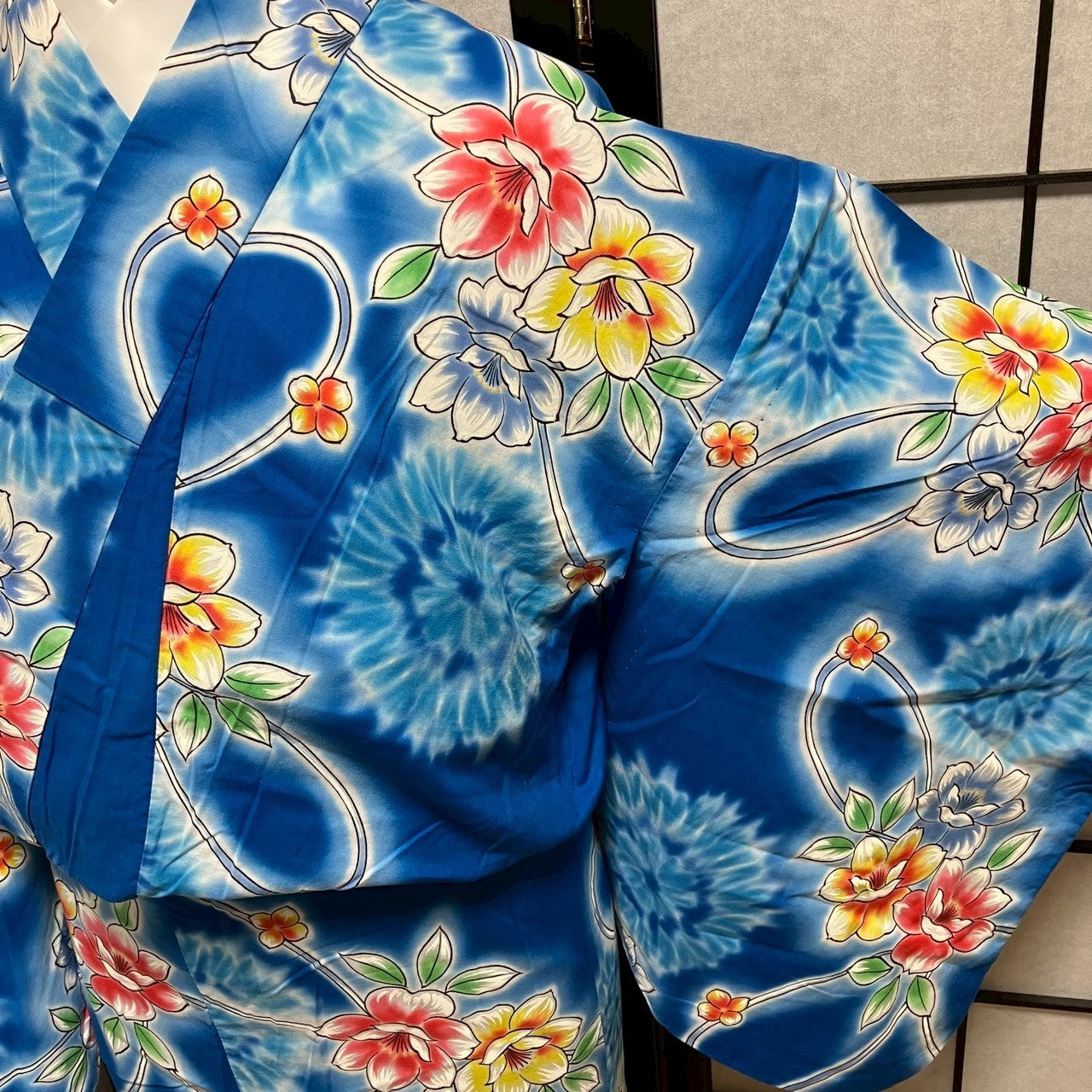 ［9437］浴衣 草花飾り紐文 ぼかし ゆかた レディース 綿 リメイク