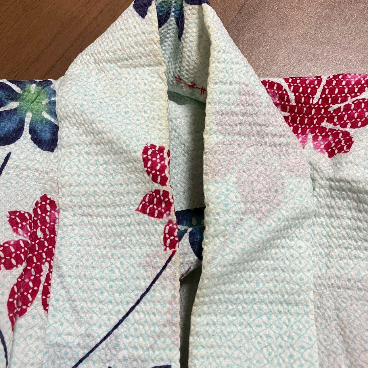 ［9485］浴衣 枝花文様 絞り調 ゆかた レディース リメイク 綿