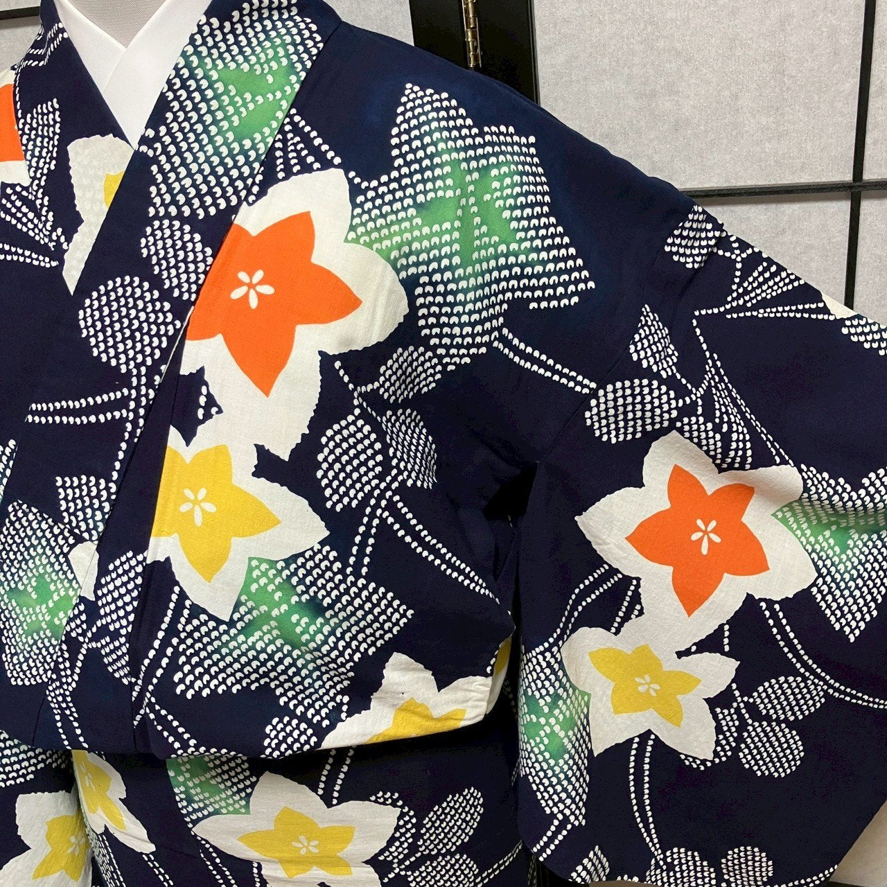 8758# Japanese Yukata Womens Vintage Fabric Cotton Robe Kimono Traditional