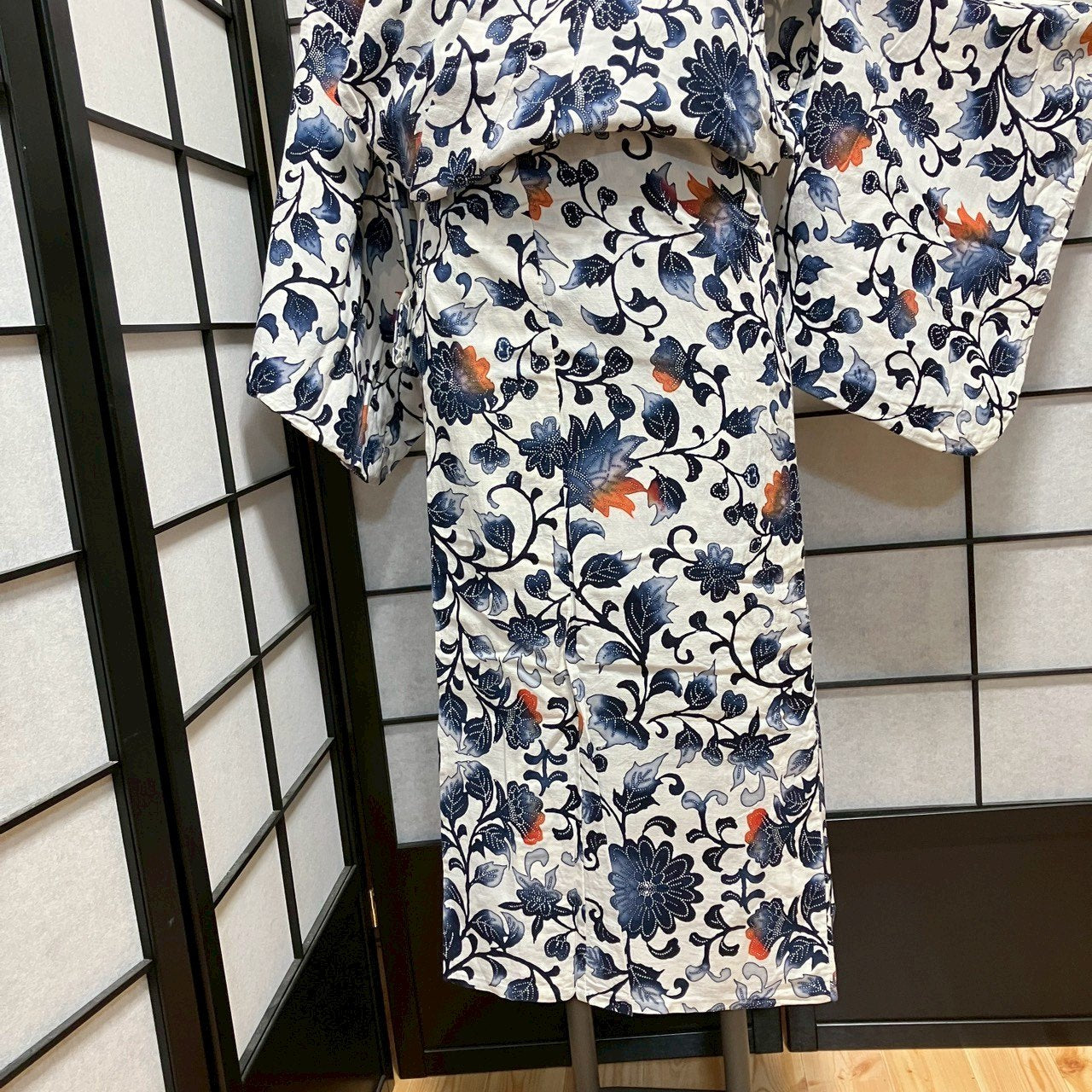 ［9111］浴衣 花唐草文様 綿 レディース ゆかた リメイク