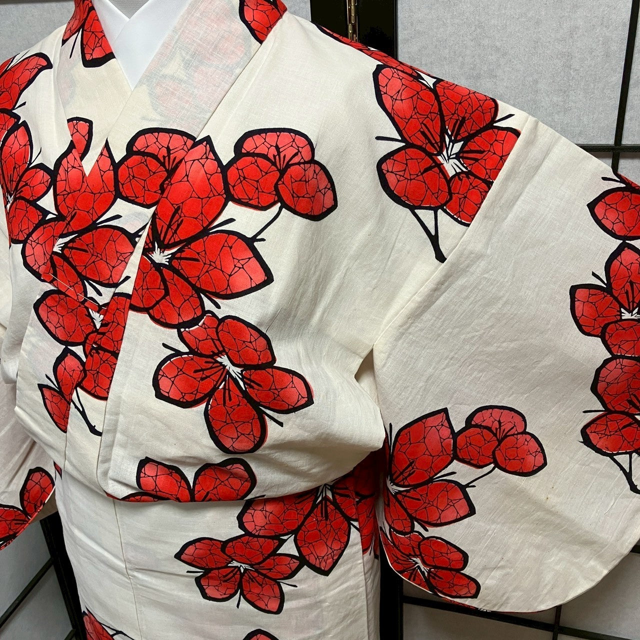 ［9109］浴衣 枝花文様 綿 レディース ゆかた リメイク