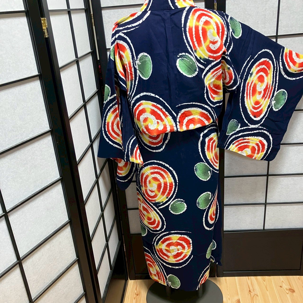 ［9490］浴衣 渦巻文様 ゆかた レディース リメイク 綿