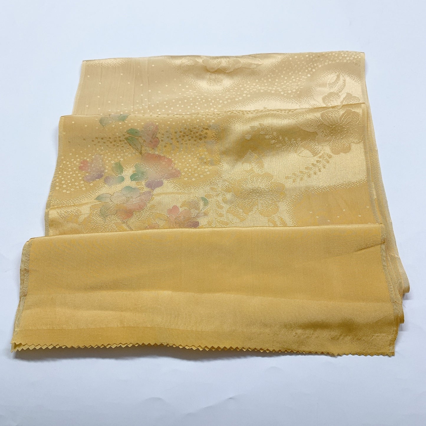 ［8692］帯締め 帯揚げ セット 草花文様 金彩 正絹 着物 帯絞め
