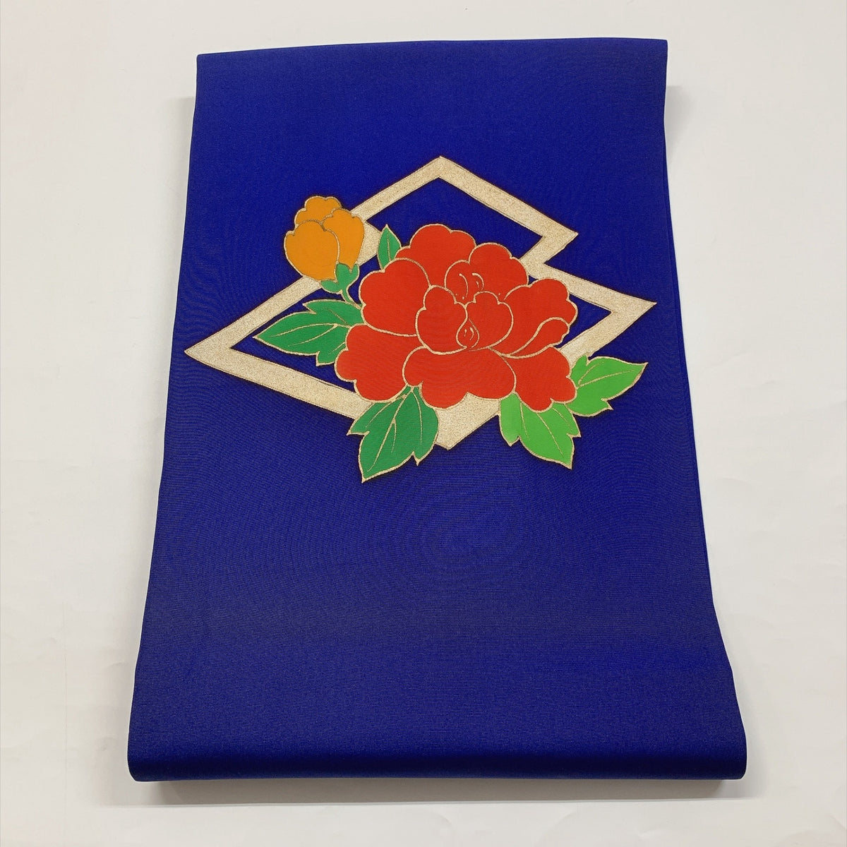［9401］名古屋帯 花松皮菱文様 お太鼓柄 金彩 九寸 正絹 着物
