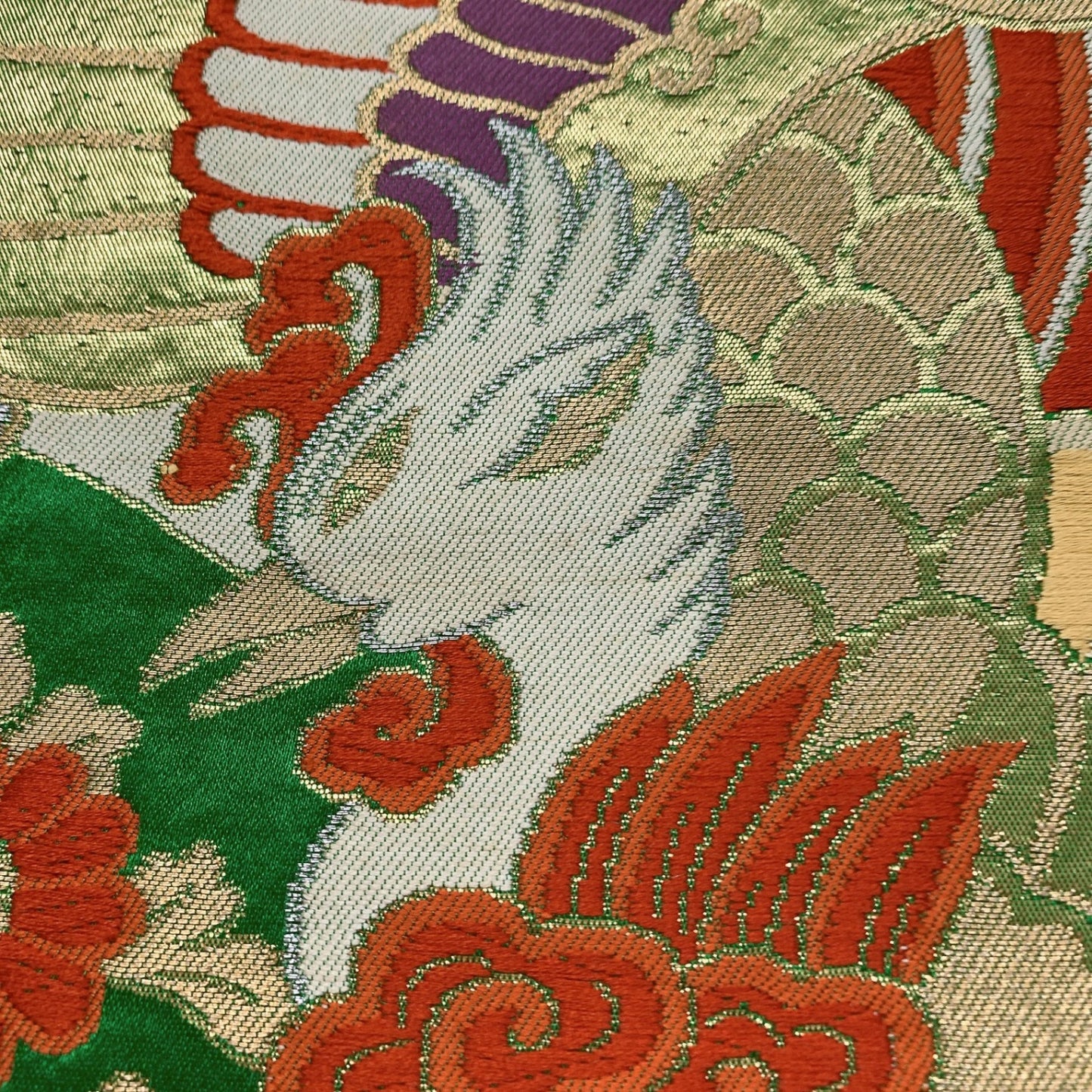［9001］袋帯 草花鳳凰文様 六通 正絹 着物 フォーマル
