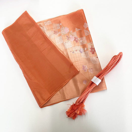 8544# Japanese Kimono Accessory Vintage Obiage and Obijime 2-piece Set Silk